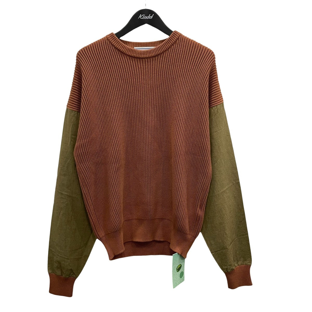 Cotton sweater with leather patch長袖ニットO9PVCO