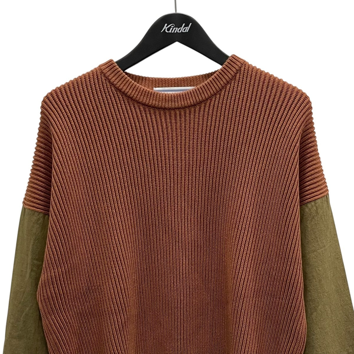 Cotton sweater with leather patch長袖ニットO9PVCO