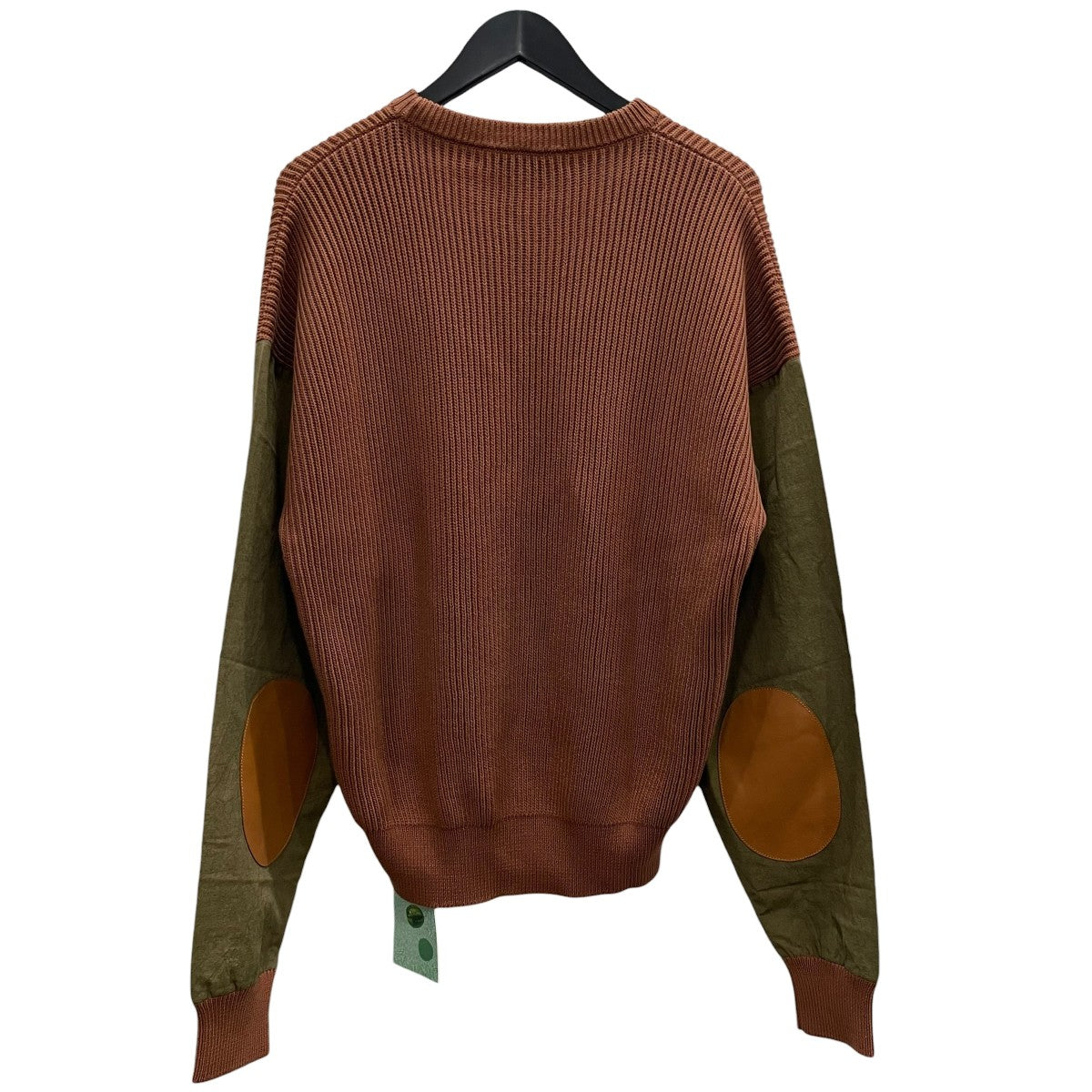 Cotton sweater with leather patch長袖ニットO9PVCO