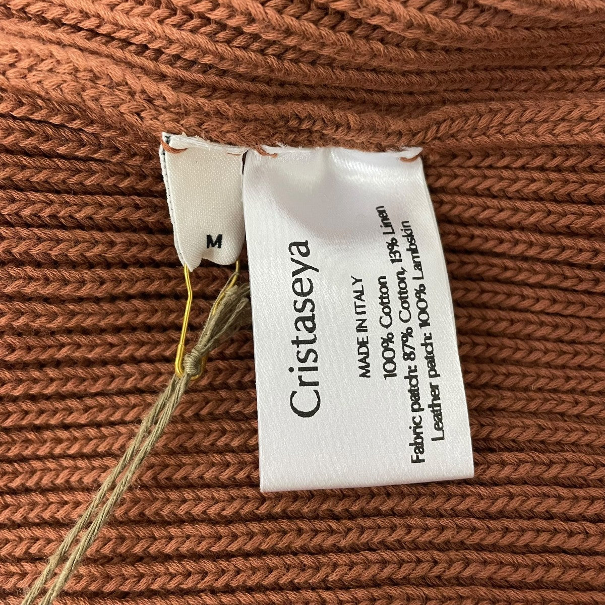 Cotton sweater with leather patch長袖ニットO9PVCO