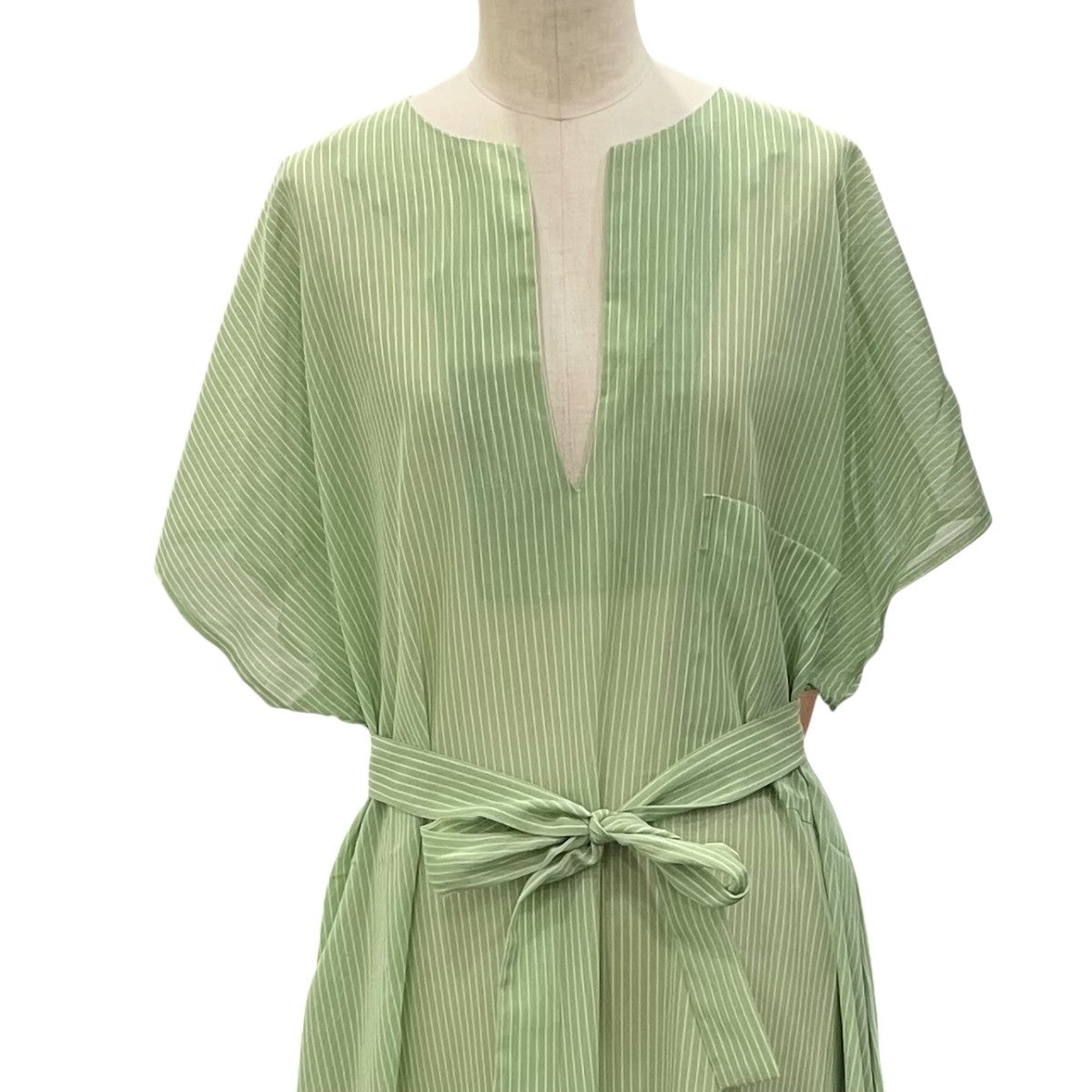 CAFTAN DRESS SAUGE STRIPES半袖ワンピース01APORTST
