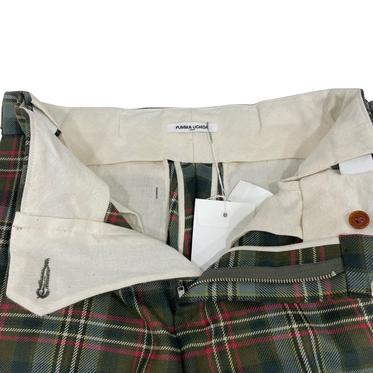 TARTAN PLAID ADJUSTABLE BELTED PANTSチェックパンツFUUPT007