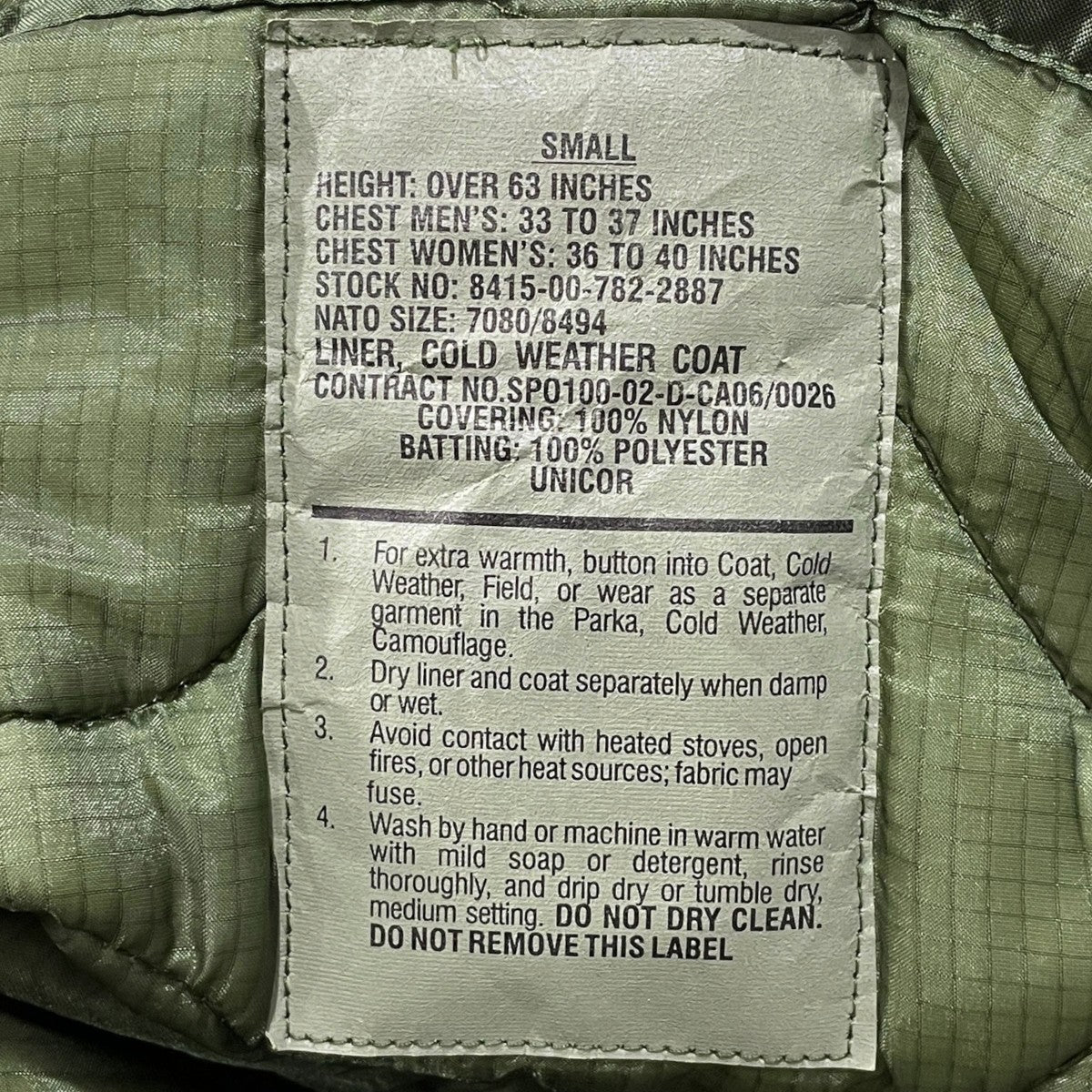 ALPHA INDUSTRIES×USED M-65 フィールドジャケット キルティングライナー COAT， COLD WEATHER， MAN’S FIELD 8415-01-099-7836／8415-00-782-2887 古着・中古-10枚目のアイテム画像