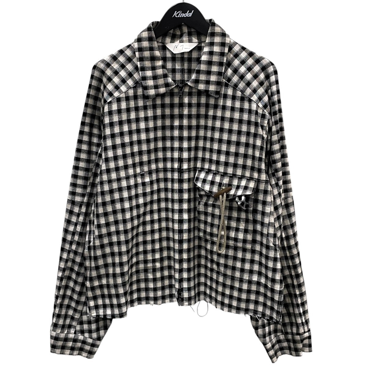 25SS カットオフチェック柄ジップアップブルゾン C／R CHECK SHORT ZIPUP SHIRT コットンレーヨン チェック ショート ジップアップ シャツ ANC-SH53-B