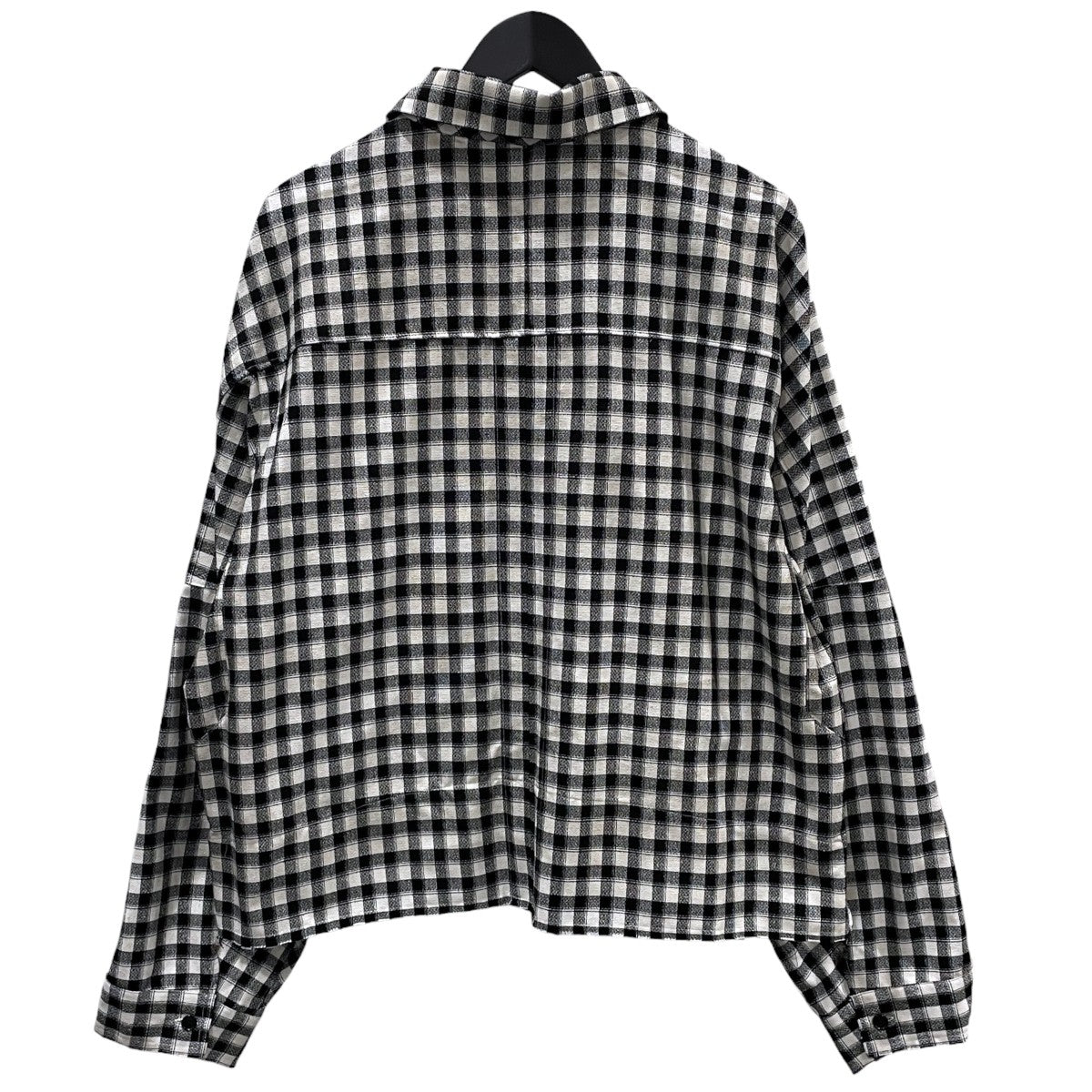 25SS カットオフチェック柄ジップアップブルゾン C／R CHECK SHORT ZIPUP SHIRT コットンレーヨン チェック ショート ジップアップ シャツ ANC-SH53-B