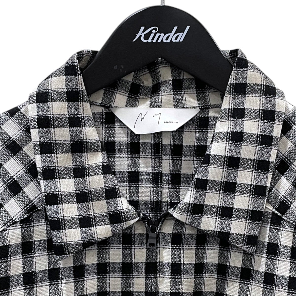 25SS カットオフチェック柄ジップアップブルゾン C／R CHECK SHORT ZIPUP SHIRT コットンレーヨン チェック ショート ジップアップ シャツ ANC-SH53-B