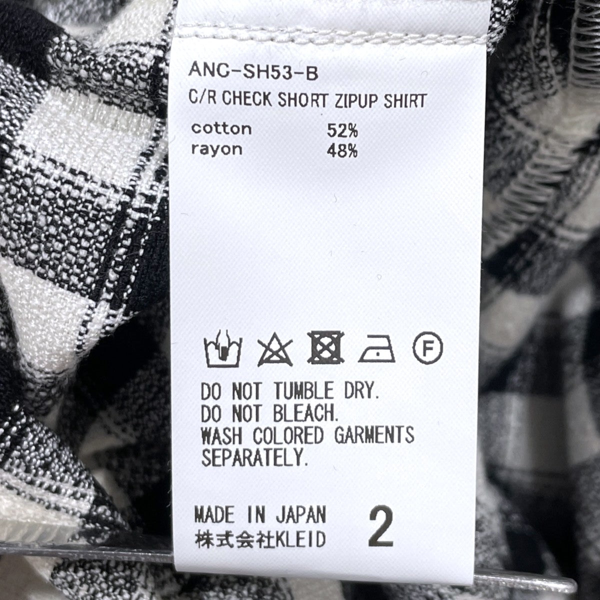 25SS カットオフチェック柄ジップアップブルゾン C／R CHECK SHORT ZIPUP SHIRT コットンレーヨン チェック ショート ジップアップ シャツ ANC-SH53-B