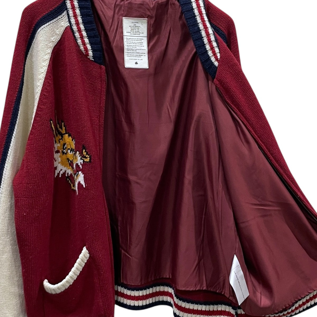 CLUB STUBBORN 24AW ジップアップニットジャケット Souvenir Knitted Jacket - Dragon スーベニア ニットジャケット - ドラゴン CSB1113 古着・中古-4枚目のアイテム画像
