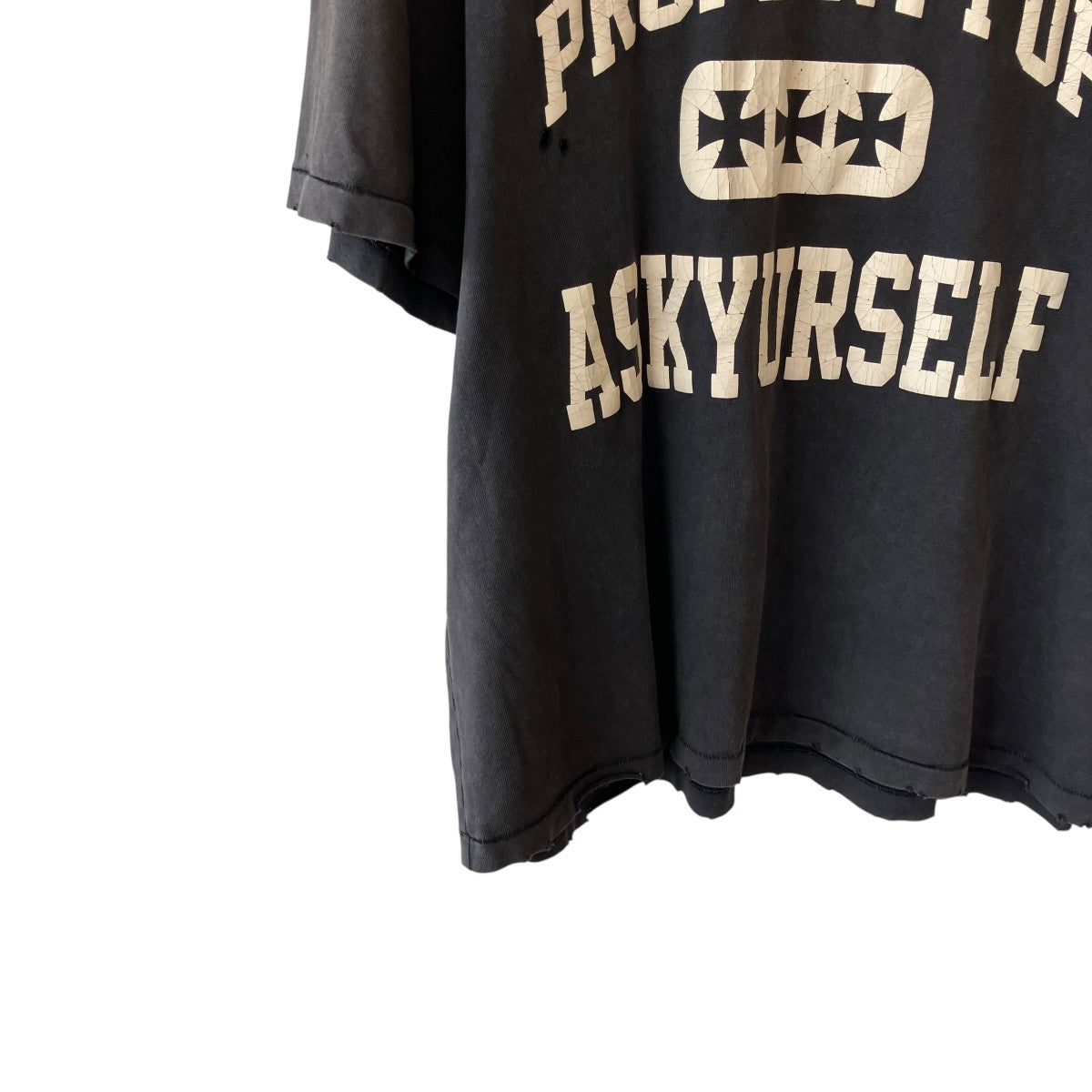ASKYURSELF(アスクユアセルフ) ダメージ加工Tシャツ ブラック サイズ L
