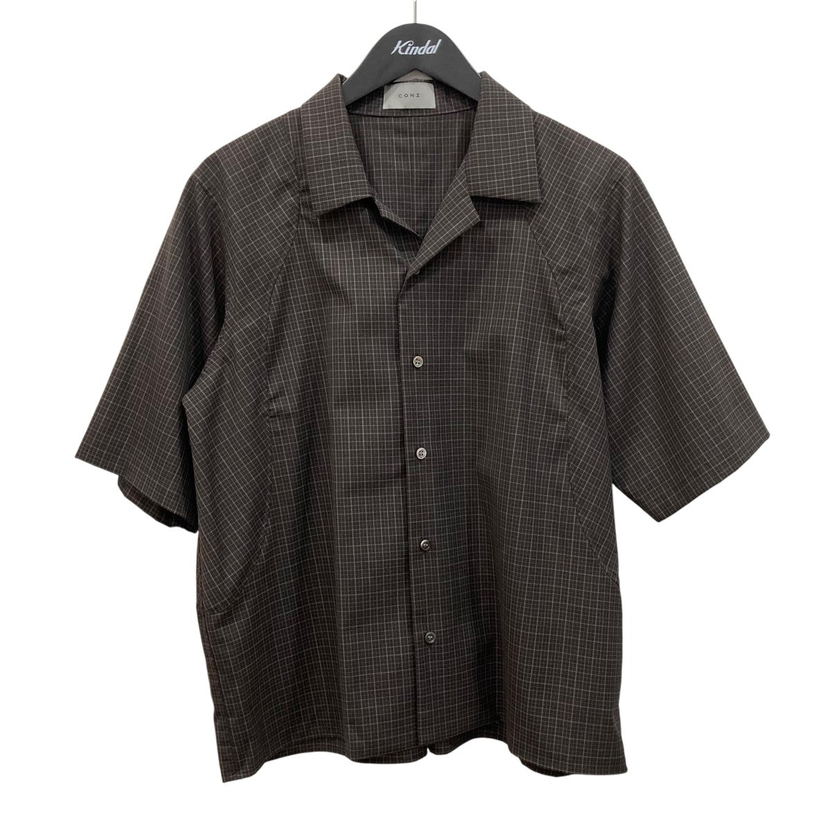 cropped open collar short sleeve shirt check半袖シャツ306402014