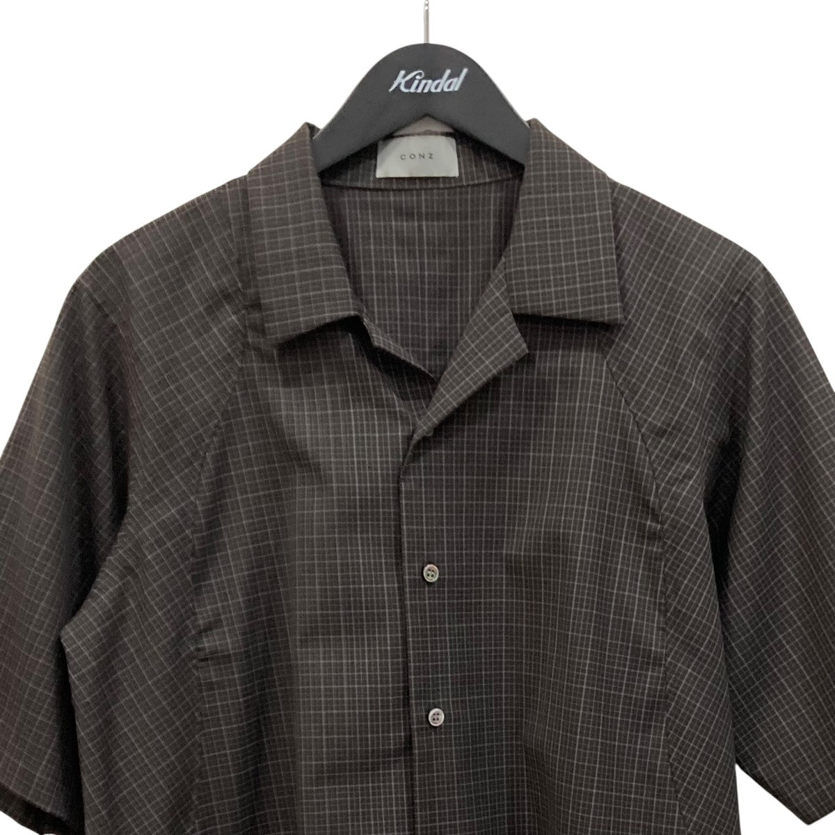cropped open collar short sleeve shirt check半袖シャツ306402014