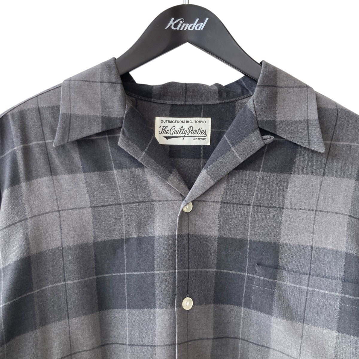 OMBRE CHECK OPEN COLLAR SHIRT L Sチェック長袖シャツ
