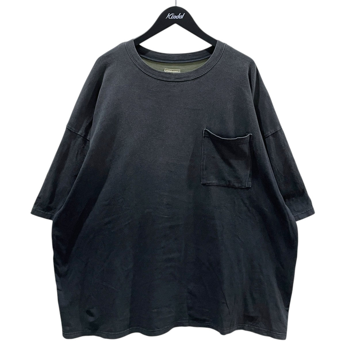 KAPITAL ヴィンテージ加工ビッグシルエット バックボーンプリントTシャツ 天竺 2TONE BIGポケT（BONEpt） EK-1112 古着・中古-1枚目のアイテム画像