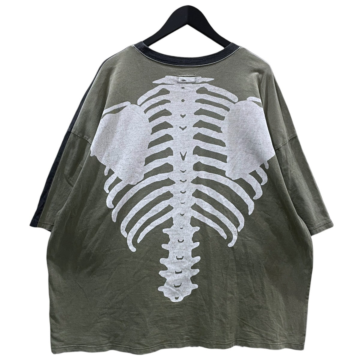 KAPITAL ヴィンテージ加工ビッグシルエット バックボーンプリントTシャツ 天竺 2TONE BIGポケT（BONEpt） EK-1112 古着・中古-2枚目のアイテム画像