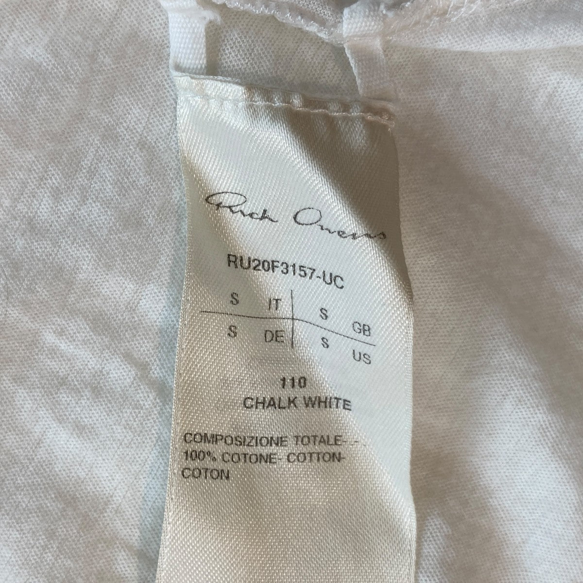 RICK OWENS 20AWタイロンVネックノースリーブカットソーRU20F3157-UC 古着・中古-5枚目のアイテム画像
