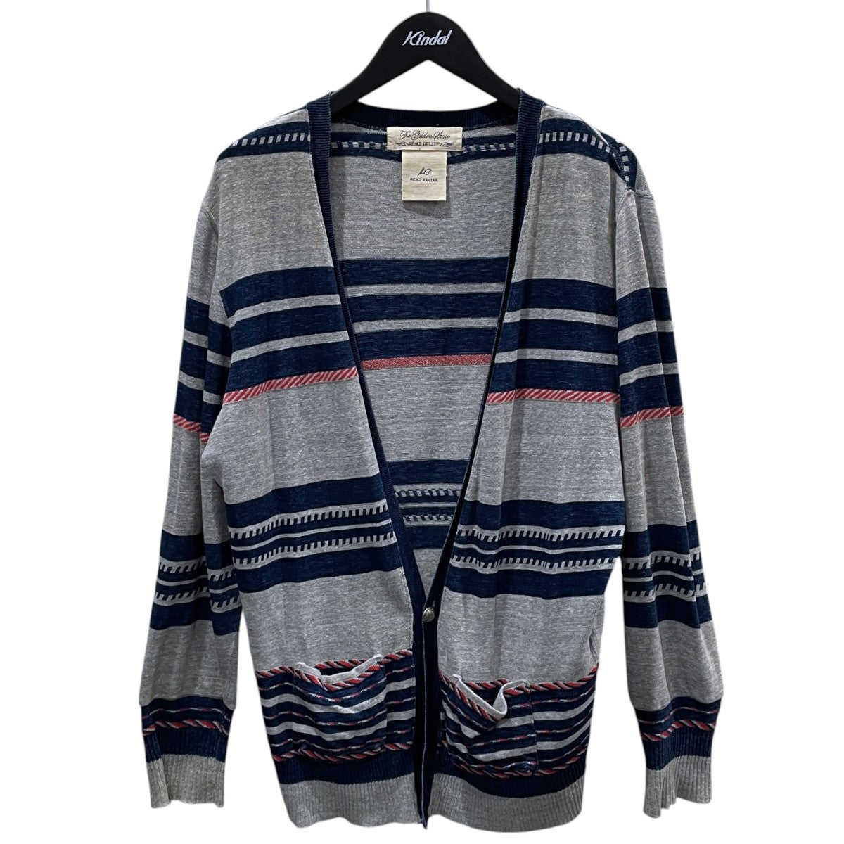 ボーダー柄コットンニットカーディガン Indigo Native Border Cardigan インディゴ ネイティブ ボーダー カーディガン
