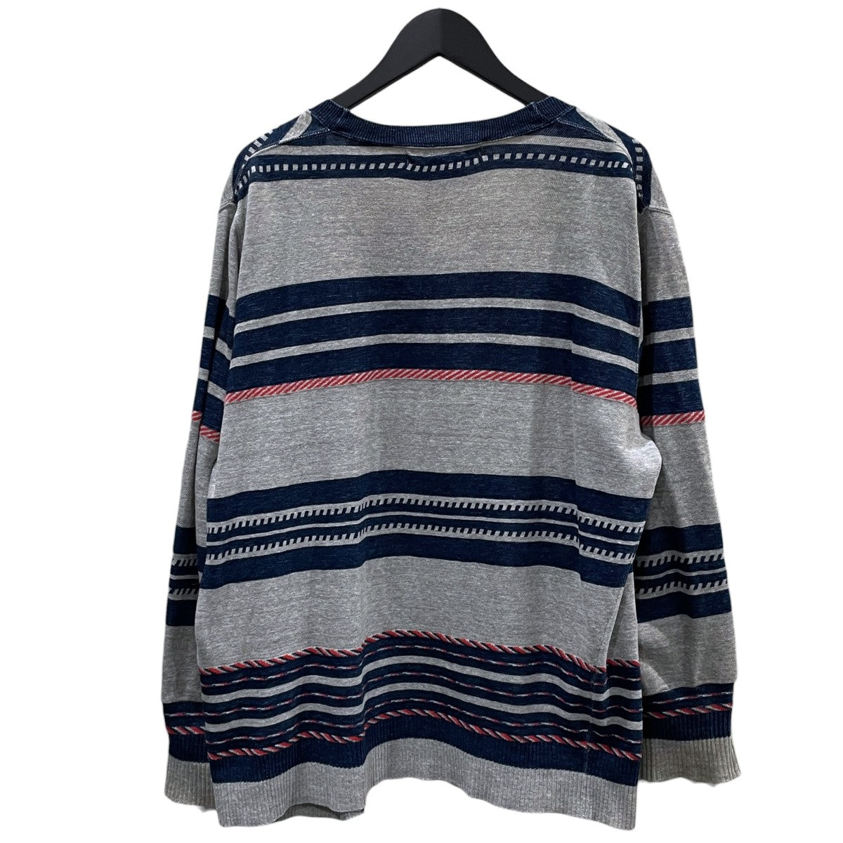 ボーダー柄コットンニットカーディガン Indigo Native Border Cardigan インディゴ ネイティブ ボーダー カーディガン