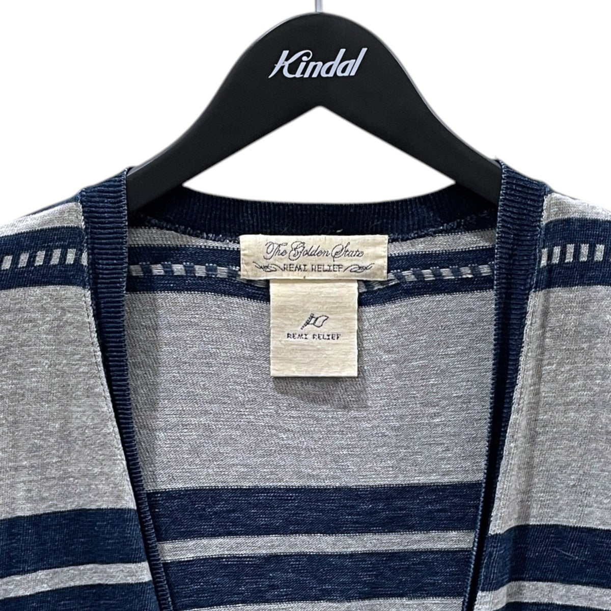 ボーダー柄コットンニットカーディガン Indigo Native Border Cardigan インディゴ ネイティブ ボーダー カーディガン