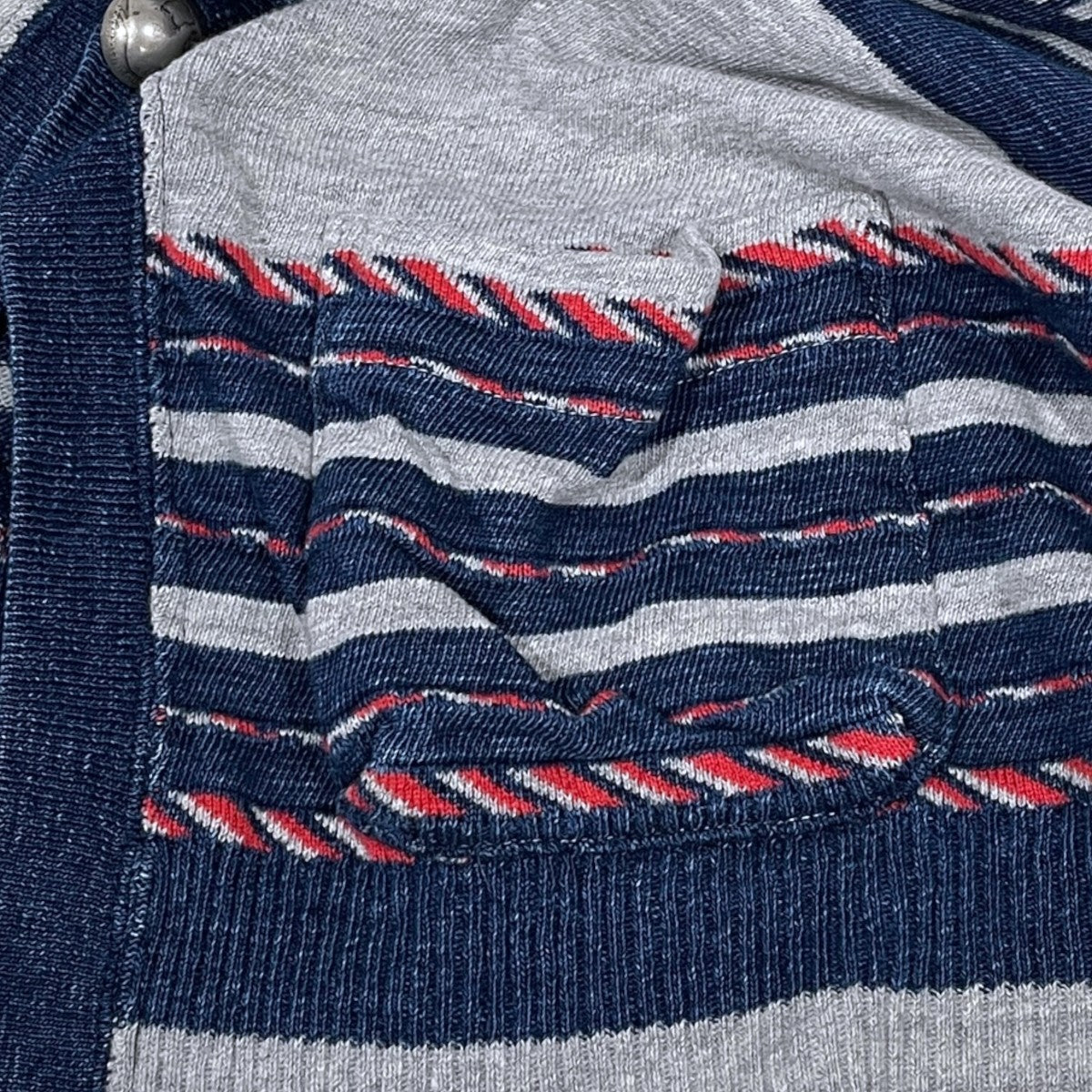 ボーダー柄コットンニットカーディガン Indigo Native Border Cardigan インディゴ ネイティブ ボーダー カーディガン