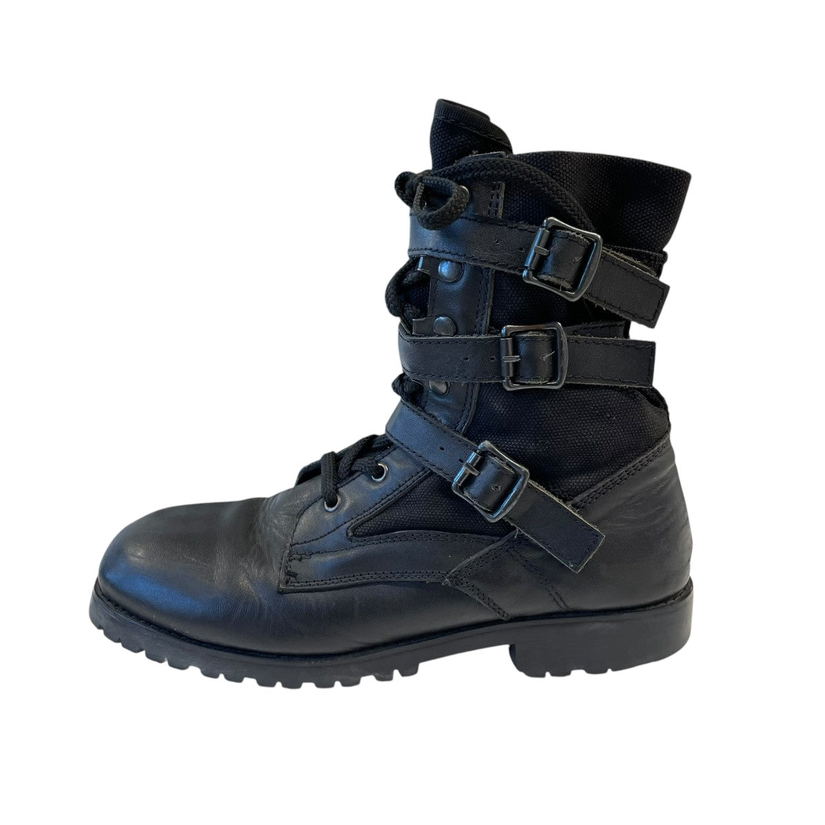 06SSLeather Canvas Strap Combat Bootsブーツ
