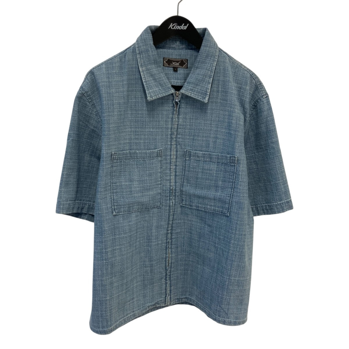 Textured Indigo Paxton Zip Front Shirtジップシャツkhm034809-415