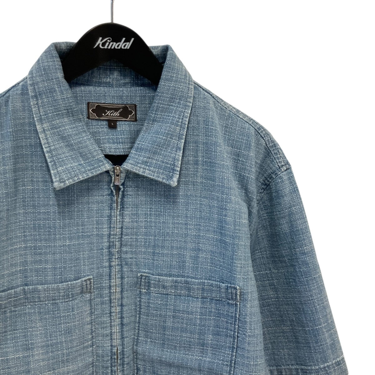 Textured Indigo Paxton Zip Front Shirtジップシャツkhm034809-415