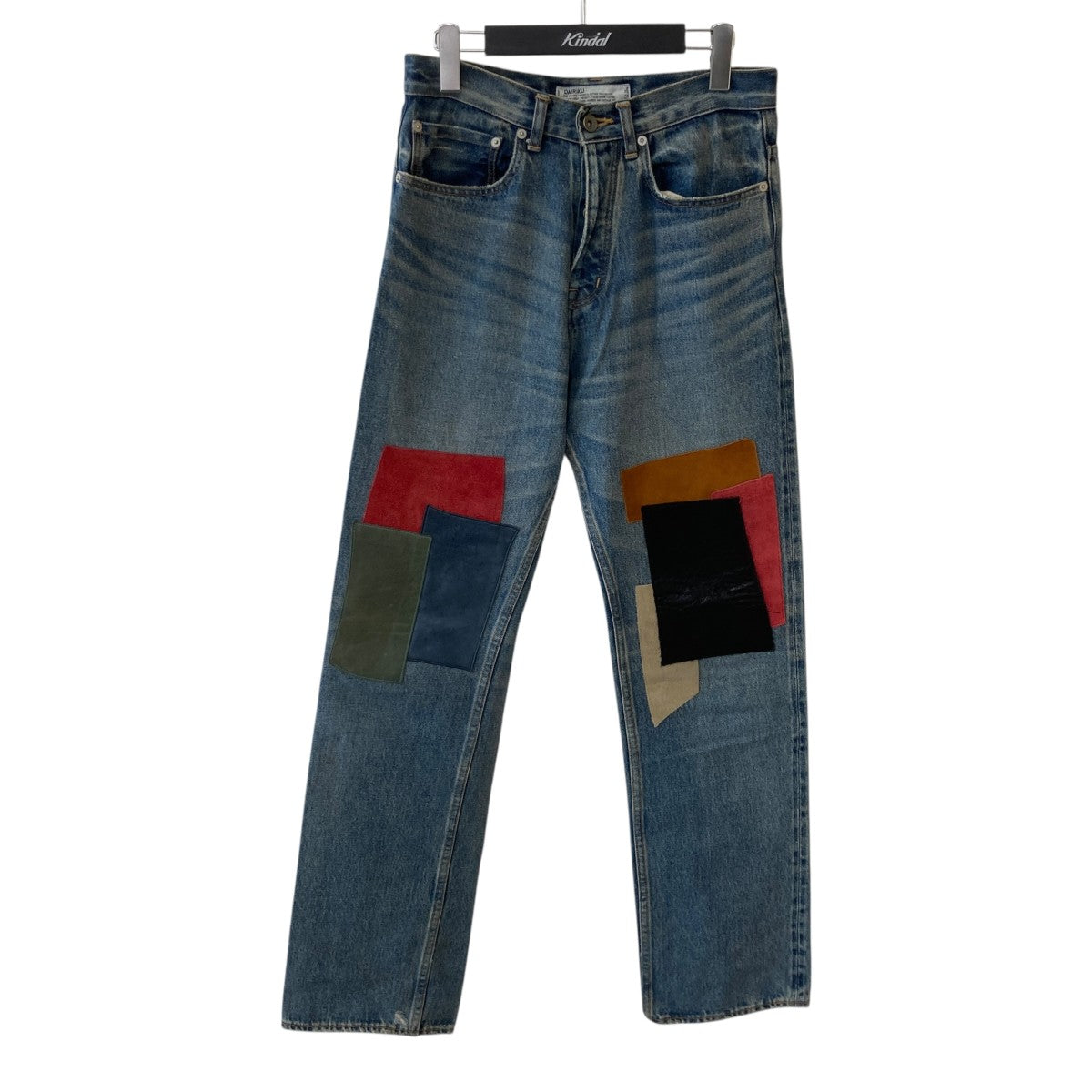 DAIRIKU 21SSLeather Patch Work Slim Denim Pantsデニムパンツ21SS B-6 古着・中古-1枚目のアイテム画像