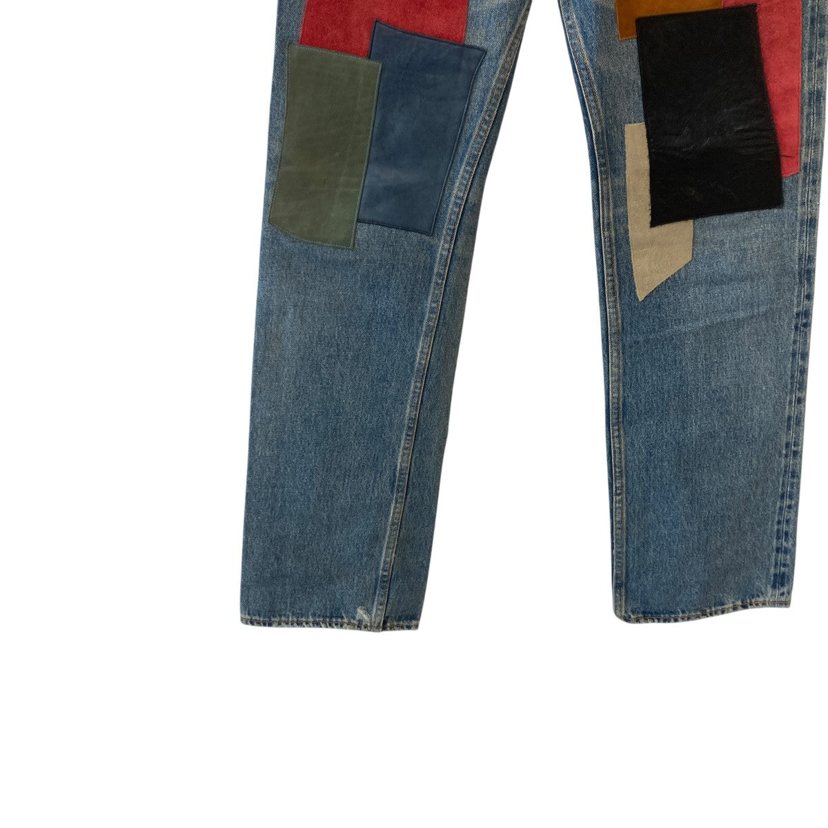 DAIRIKU 21SSLeather Patch Work Slim Denim Pantsデニムパンツ21SS B-6 古着・中古-4枚目のアイテム画像