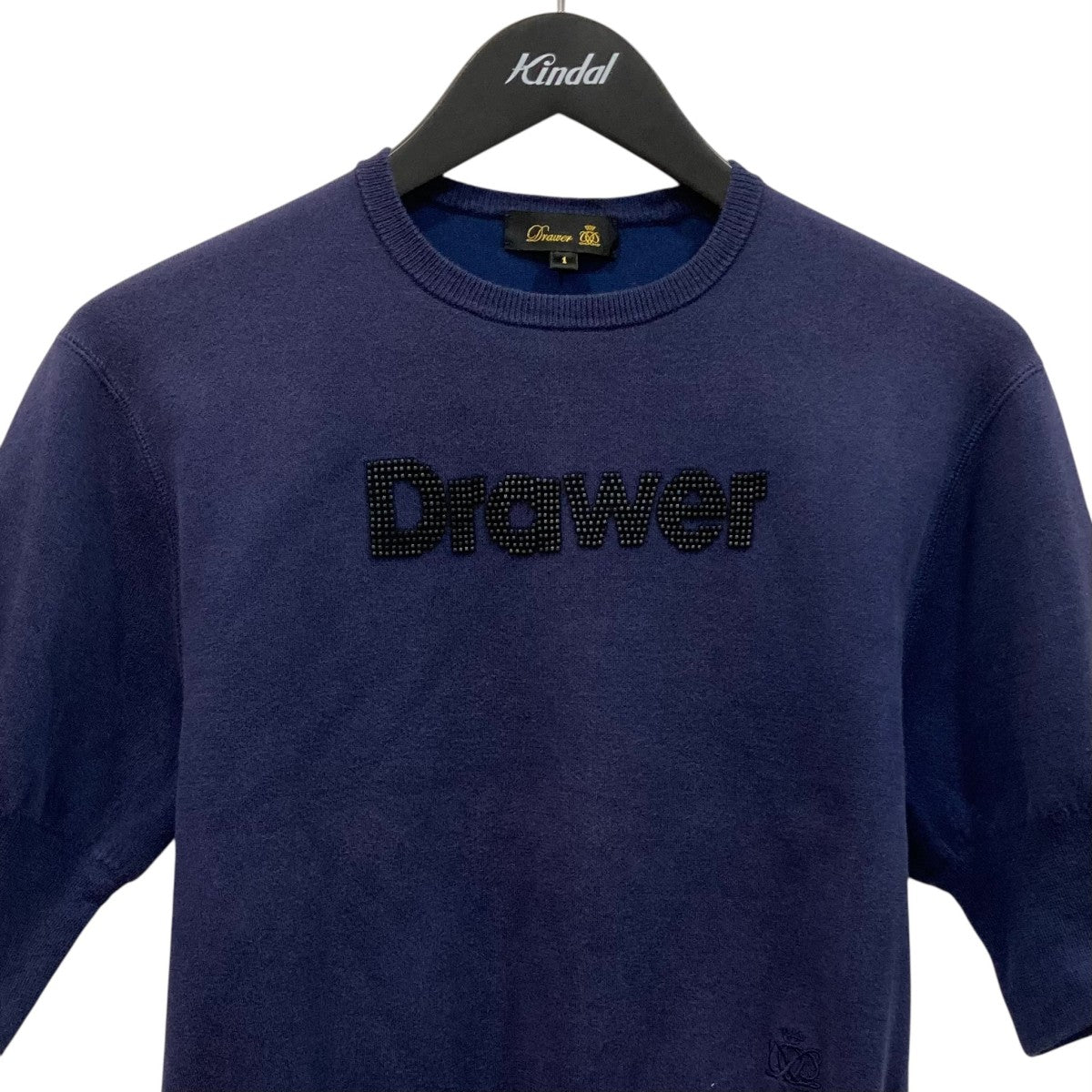 【美品】Drawer 24SS ツイード 半袖トップス ドゥロワー Drawer(ドゥロワー) 半袖ニット65182990324 65182990324 ネイビー