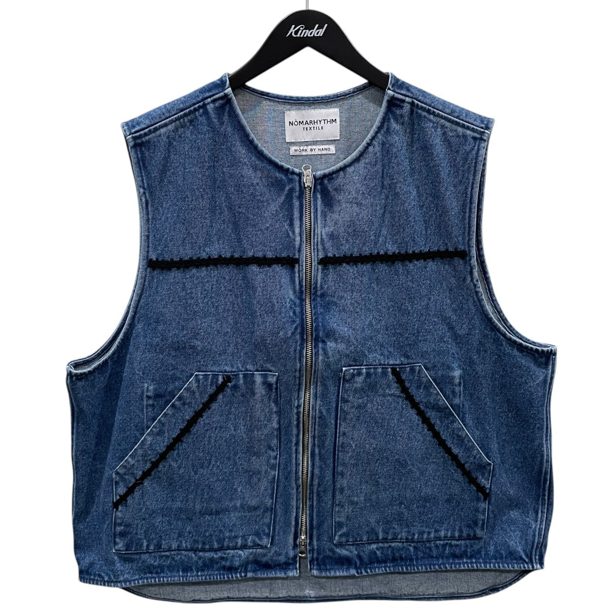 26SS ジップアップデニムベスト Trim Embroidery Denim Vest トリム エンブロイダリー デニムベスト N41-EMVE01