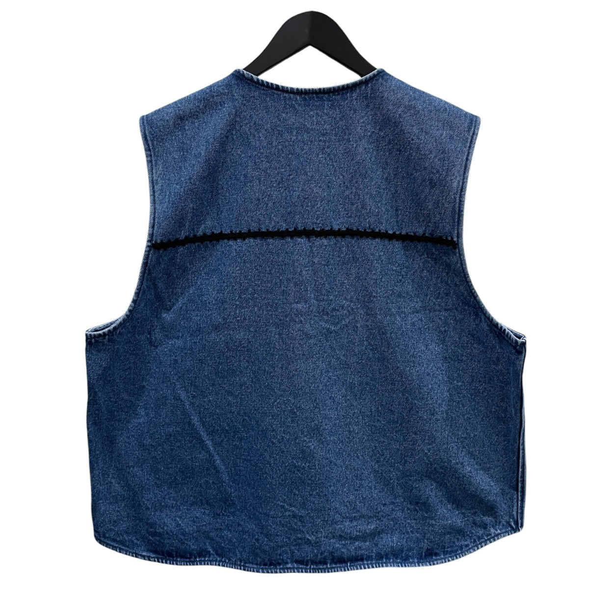 26SS ジップアップデニムベスト Trim Embroidery Denim Vest トリム エンブロイダリー デニムベスト N41-EMVE01
