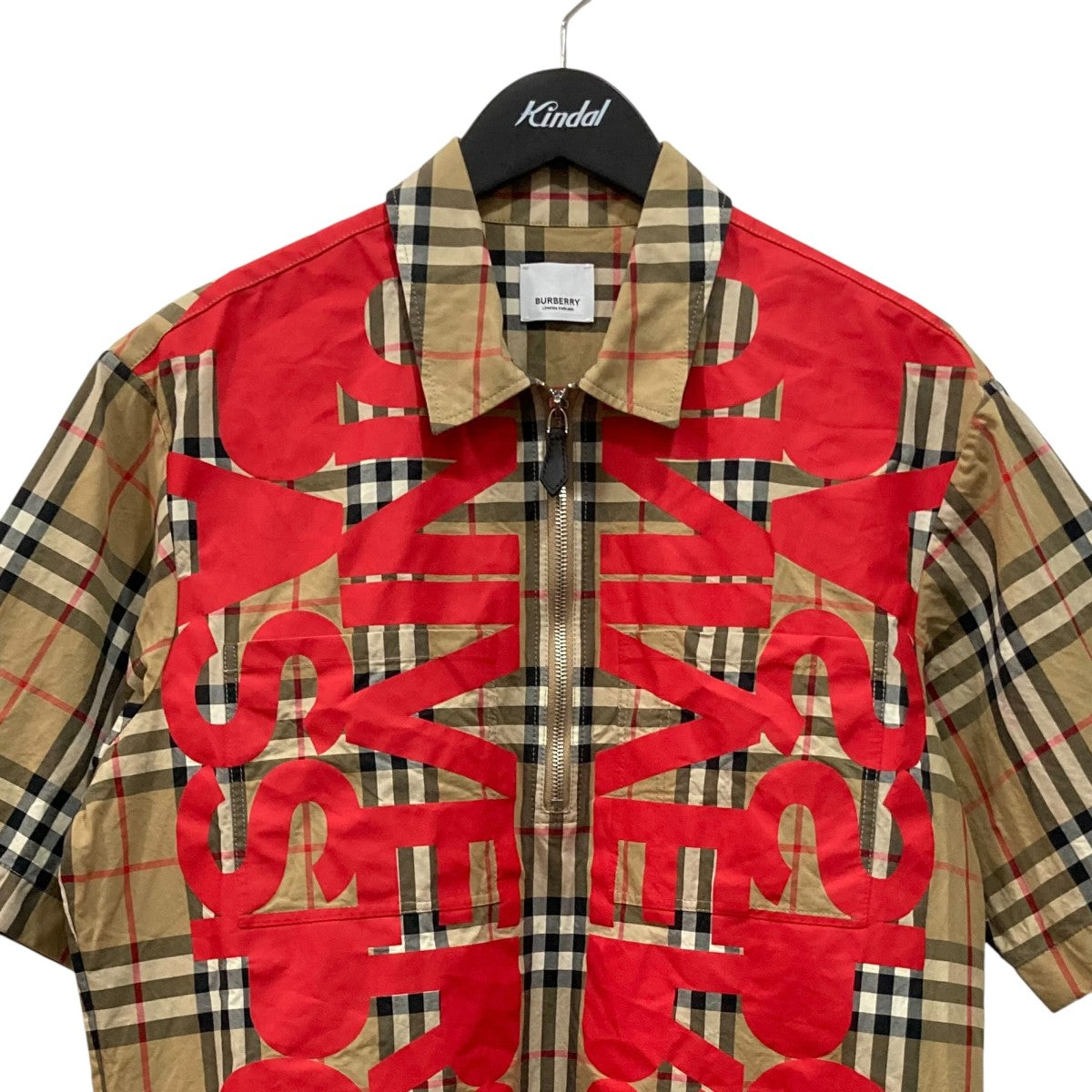 BURBERRY(バーバリー) 半袖シャツ8052446 8052446 レッド×ベージュ