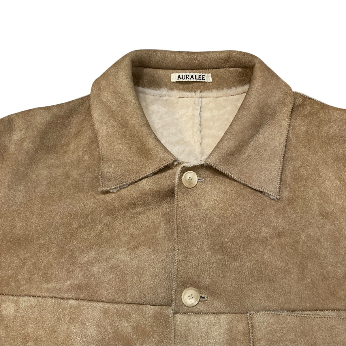 AURALEE MERINO MOUTON SHIRT BLOUSONレザーコートA25AB01SM 古着・中古-3枚目のアイテム画像