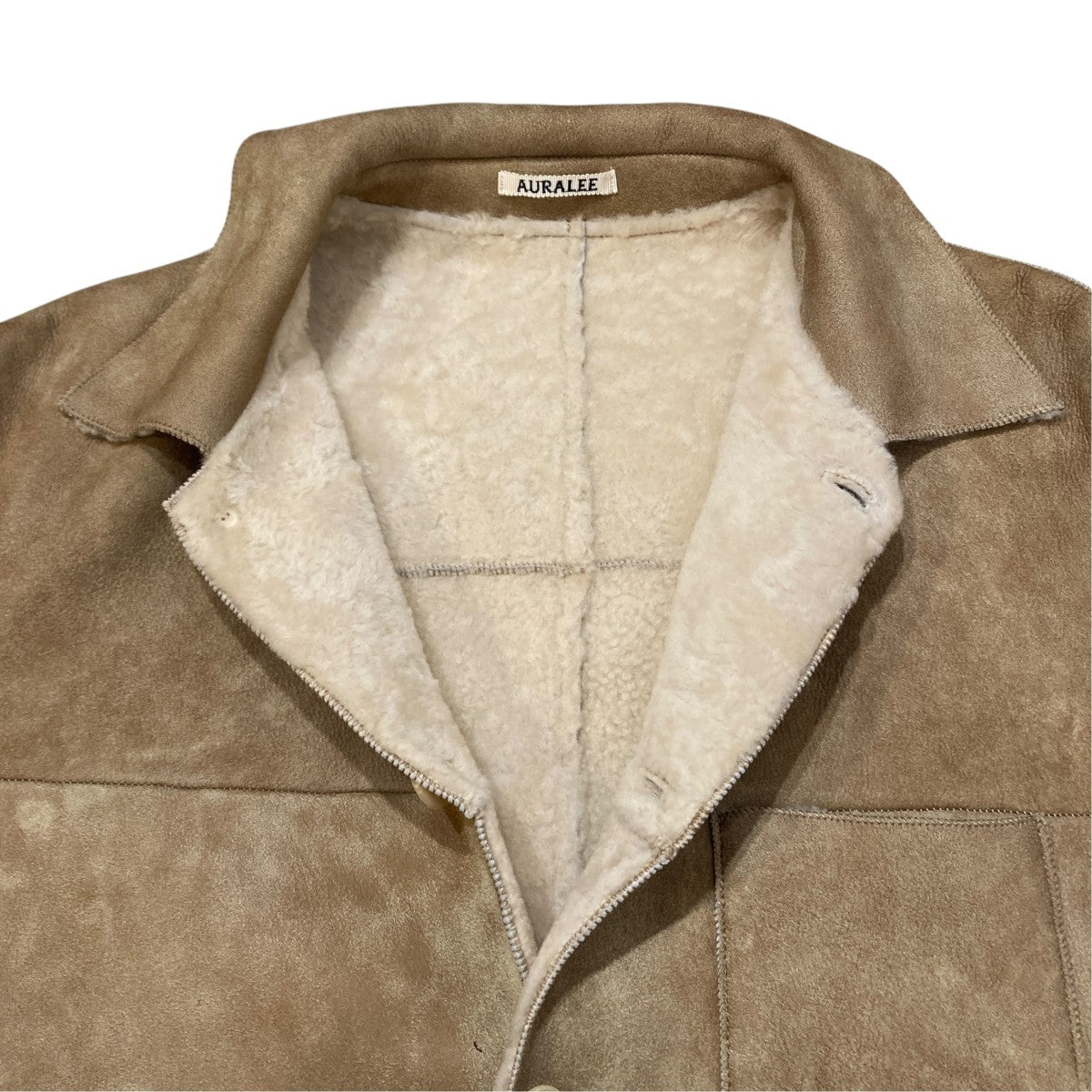 AURALEE MERINO MOUTON SHIRT BLOUSONレザーコートA25AB01SM 古着・中古-4枚目のアイテム画像