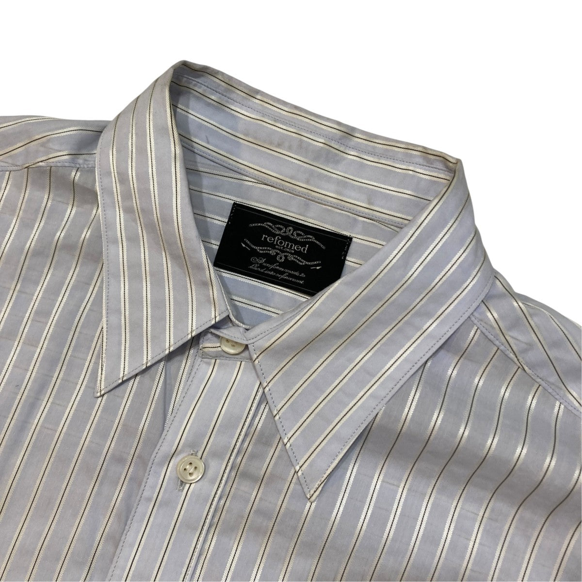 WRIST PATCH SLOUCH SHIRTストライプ長袖シャツRESH-030