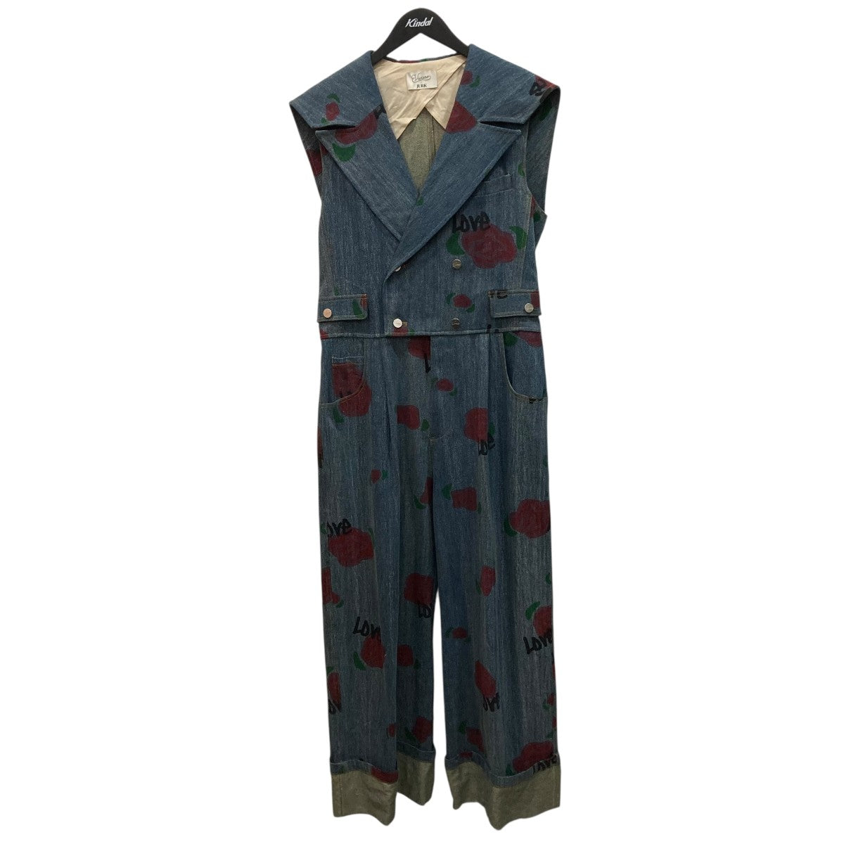 VIVIANO 26SS×JURK rose print denim jumデニムオールインワンVxJSS25JS 古着・中古-1枚目のアイテム画像