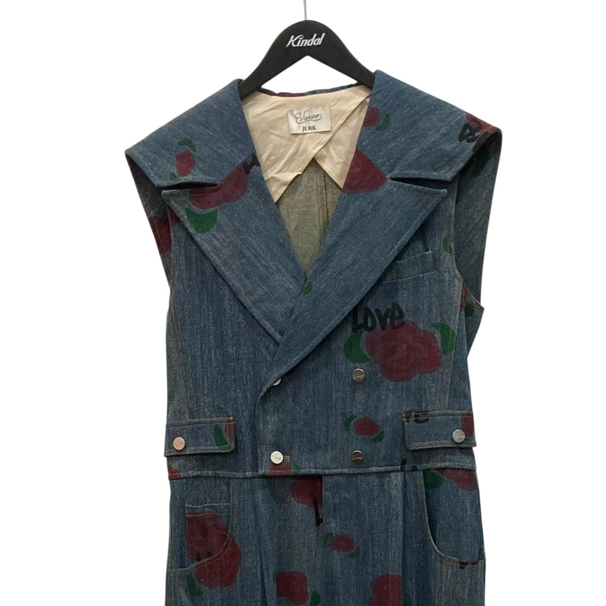 VIVIANO 26SS×JURK rose print denim jumデニムオールインワンVxJSS25JS 古着・中古-2枚目のアイテム画像