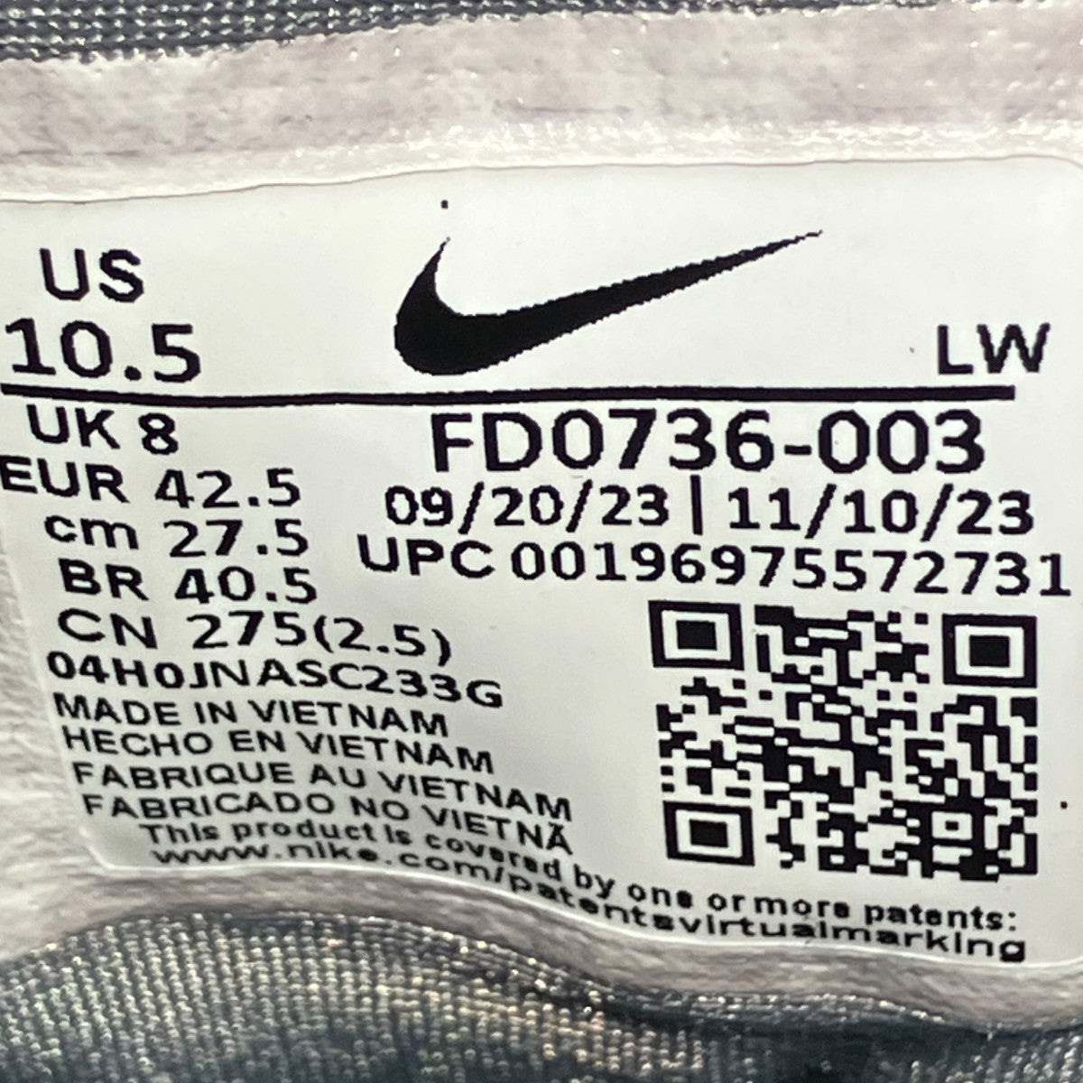 NIKE V2K ランスニーカーFD0736-003 古着・中古-6枚目のアイテム画像