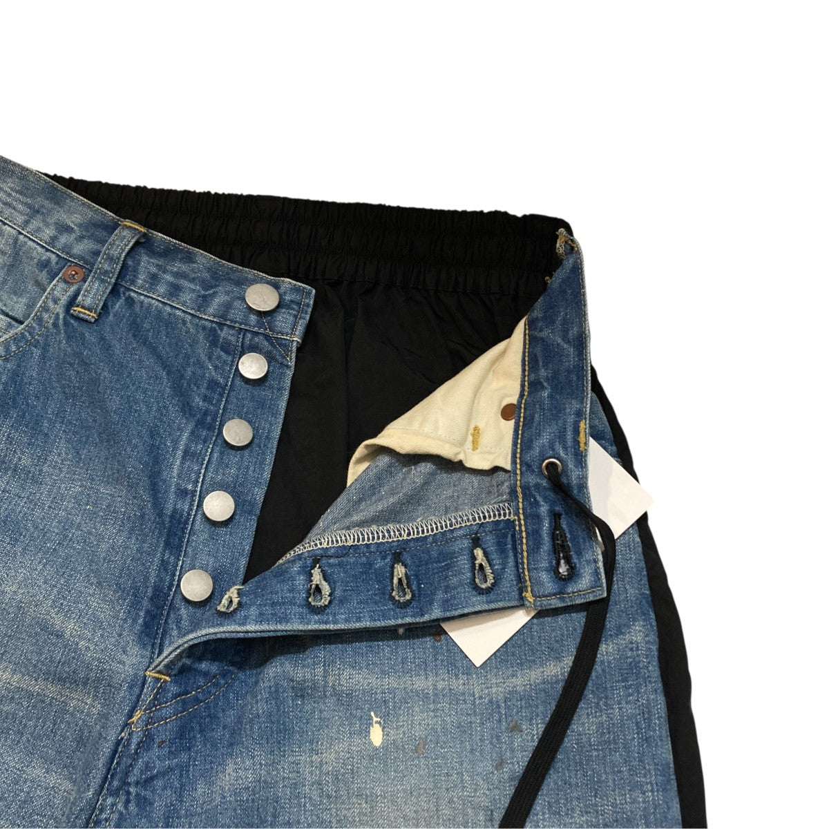 NYLON COMBINATION SPLASHED DENIM JEANSパンツST.937