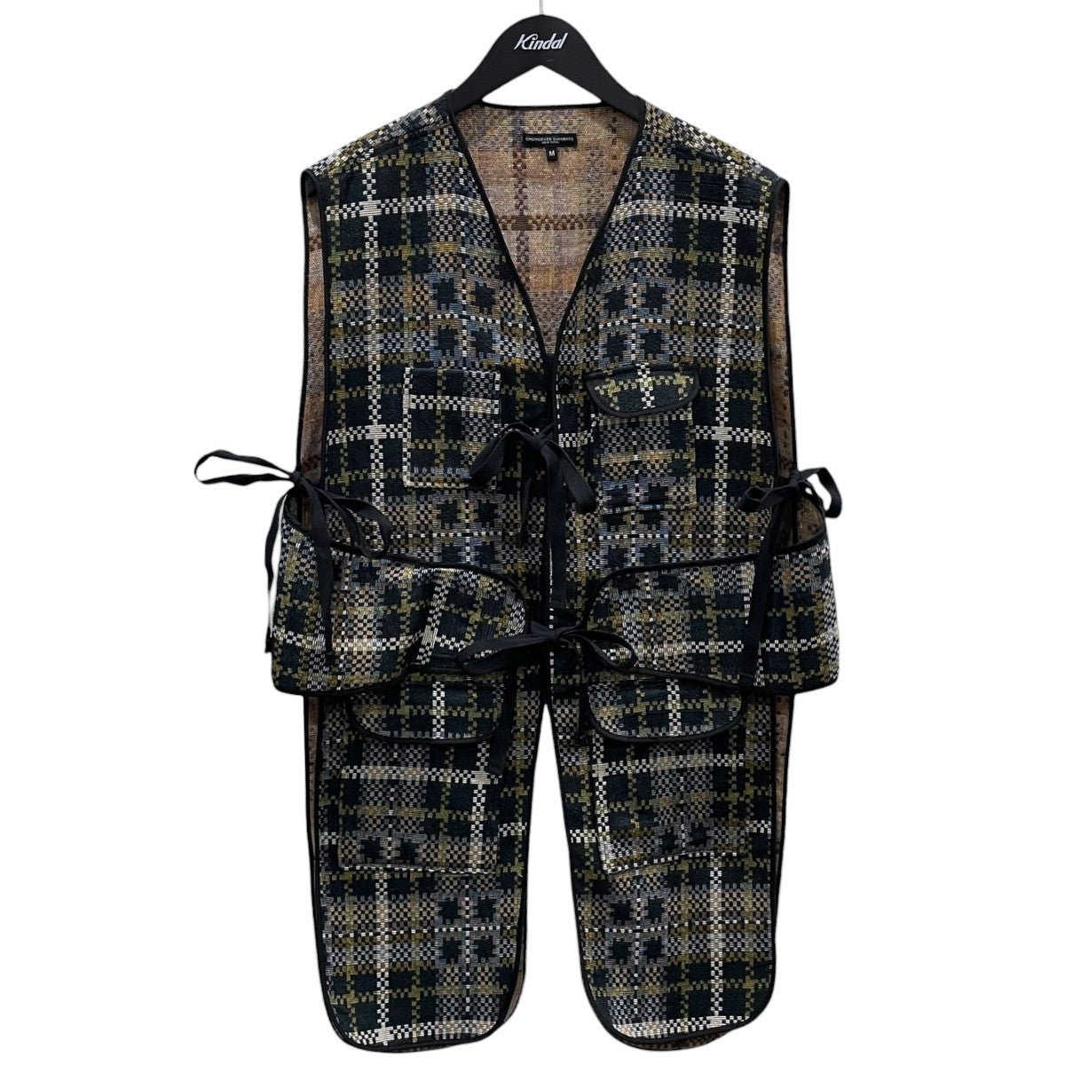 23AW チェック柄ベスト Liner Vest - Black／Tan Cotton Acrylic Old Plaid ライナーベスト - ブラック タン コットン アクリル オールド プレイド