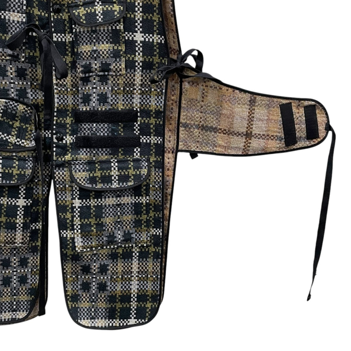 23AW チェック柄ベスト Liner Vest - Black／Tan Cotton Acrylic Old Plaid ライナーベスト - ブラック タン コットン アクリル オールド プレイド