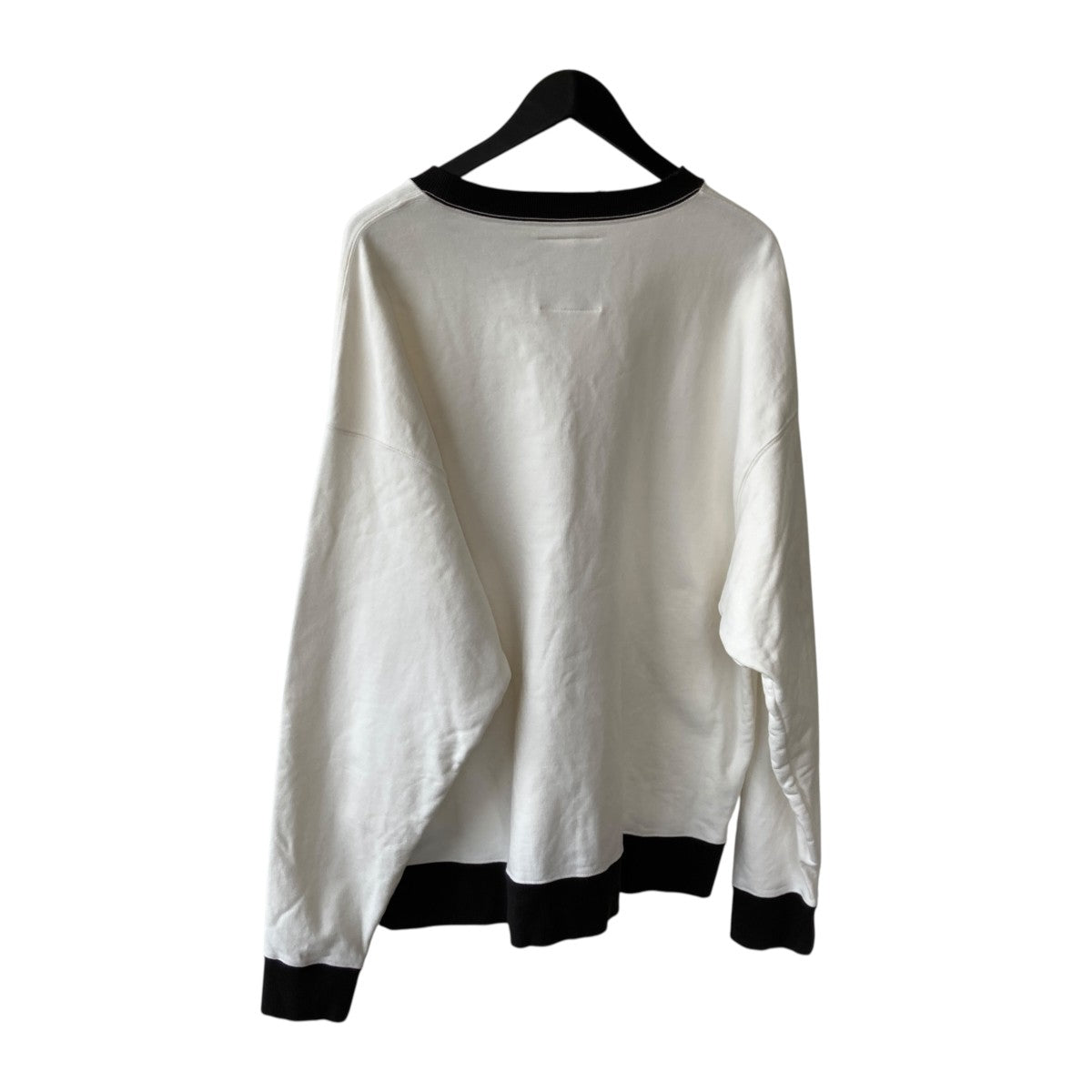 Smily Face Printed Distressed Ringer SweatshirトレーナーJ15PO732