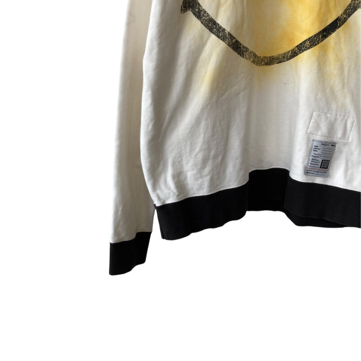 Smily Face Printed Distressed Ringer SweatshirトレーナーJ15PO732