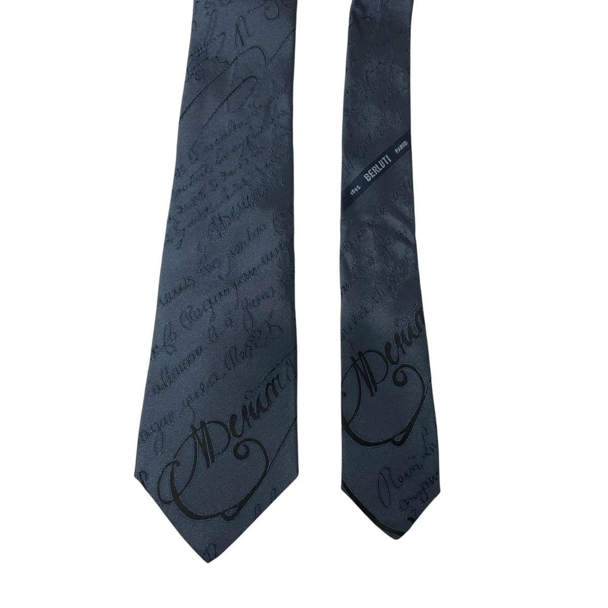Berluti ネクタイ カリグラフィ柄 ネイビー Berluti(ベルルッティ) カリグラフィーネクタイ ハンカチーフ セット