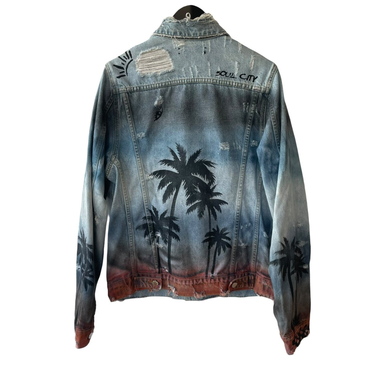 未使用　AMIRI　ダメージ加工デニムジャケット　amdntr1001 AMIRI(アミリ) ダメージ加工プリントデニムジャケット ブルー サイズ S