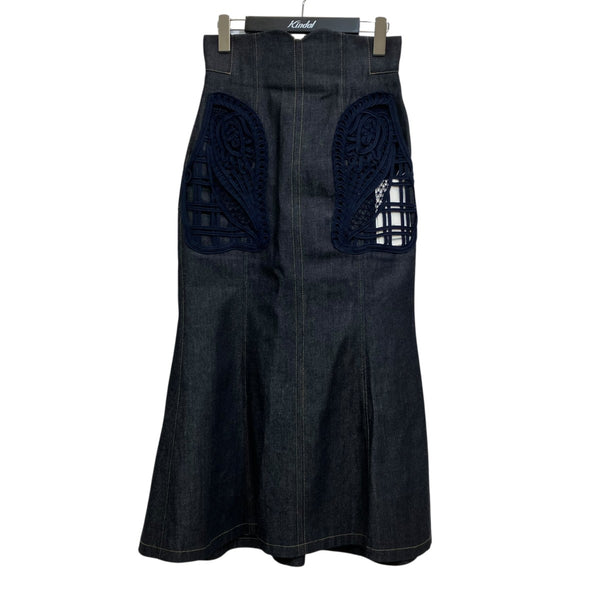 mame kurogouchi(マメクロゴウチ) コード刺繍デニムスカートMM24FW