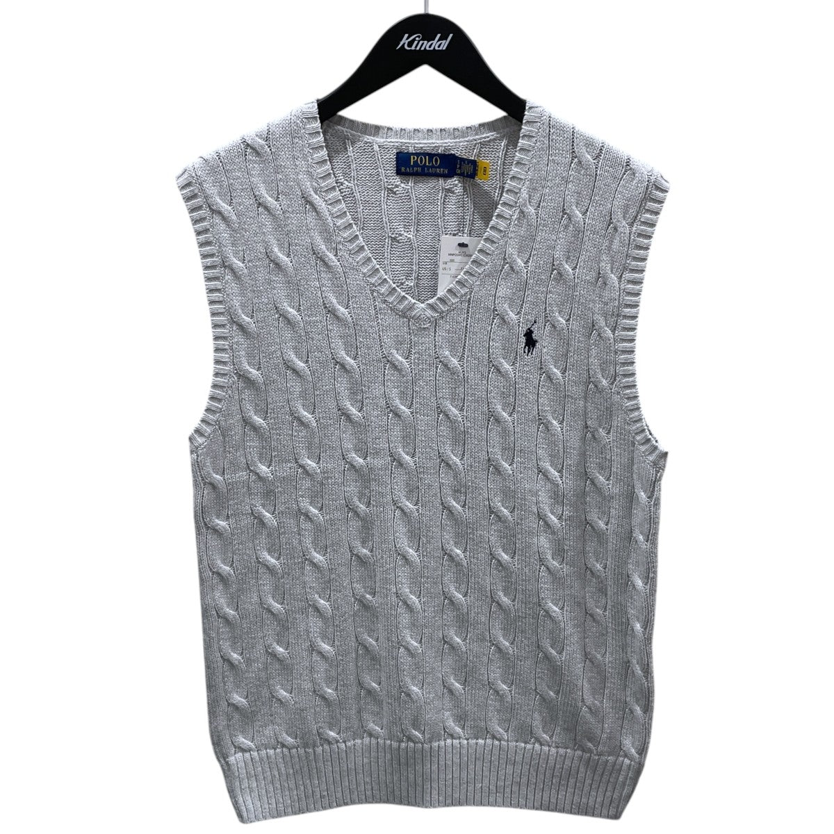 POLO RALPH LAUREN ポニー刺繍ケーブルニットベスト Cable-Knit Cotton Sweater Vest ケーブルニットコットンセーターベスト MNPOSWE1CM20011 古着・中古-1枚目のアイテム画像
