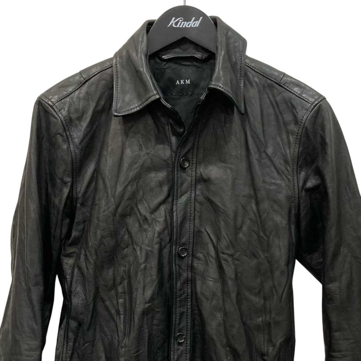 20SS AKM WRINKLE SHIRTS 羊革 シープレザーシャツ M AKM(エイケイエム) ウォッシャブル シワ加工 ウィンクルレザーシャツ
