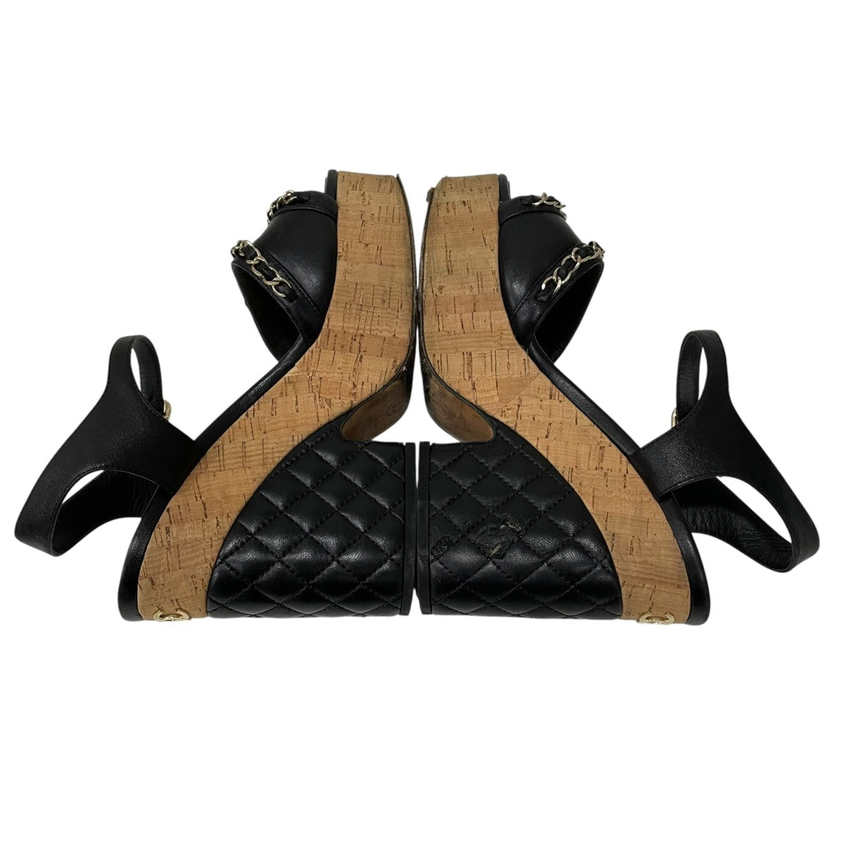 CHANEL ウェッジソール サンダル 36C CHANEL(シャネル) ココマーク チェーンウェッジソールサンダル