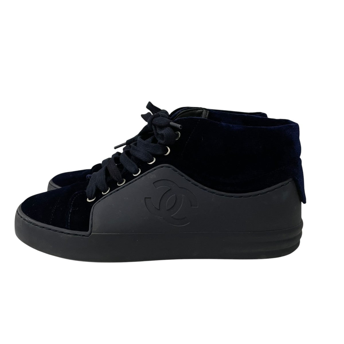 CHANEL ココマーク ベルベットハイカットスニーカー 古着・中古-2枚目のアイテム画像